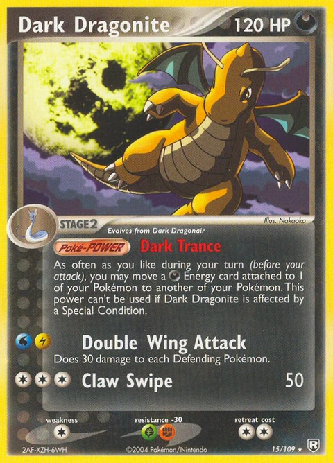 Dark Dragonite Pokémon card from Team Rocket Returns, number 15 (Standard print)