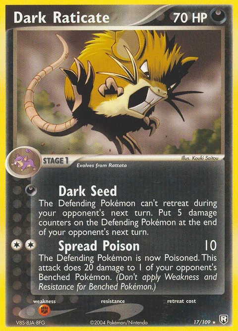 Dark Raticate Pokémon card from Team Rocket Returns, number 17 (Standard print)