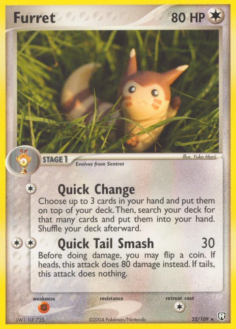 Furret Pokémon card from Team Rocket Returns, number 22 (Standard print)
