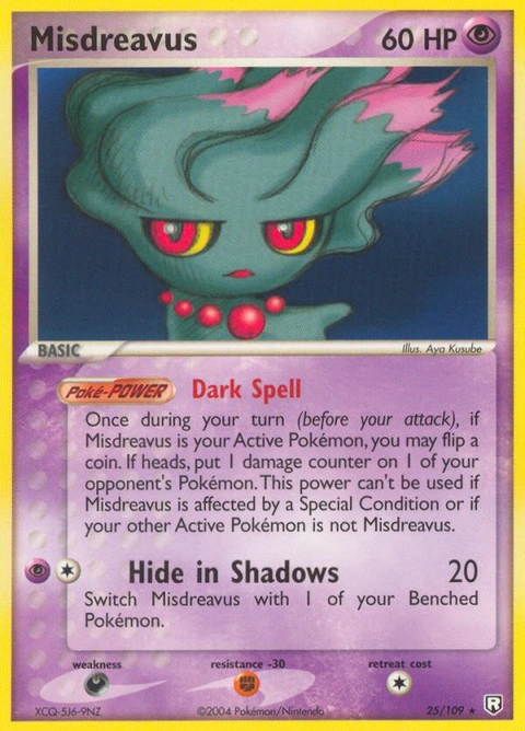 Misdreavus Pokémon card from Team Rocket Returns, number 25 (Standard print)