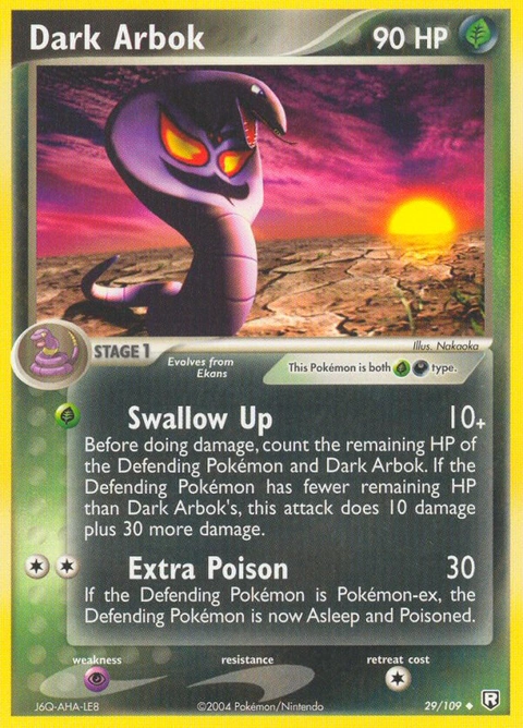 Dark Arbok Pokémon card from Team Rocket Returns, number 29 (Standard print)