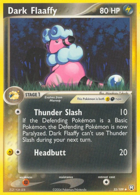 Dark Flaaffy Pokémon card from Team Rocket Returns, number 33 (Standard print)