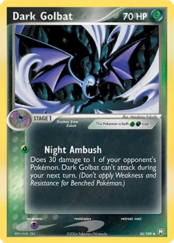 Dark Golbat Pokémon card, number 34