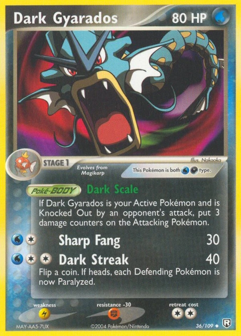 Dark Gyarados Pokémon card from Team Rocket Returns, number 36 (Standard print)