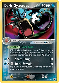 Dark Gyarados Pokémon card, number 36