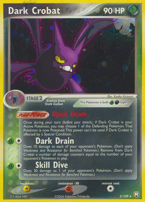 Dark Crobat Pokémon card from Team Rocket Returns, number 3 (Holo print)