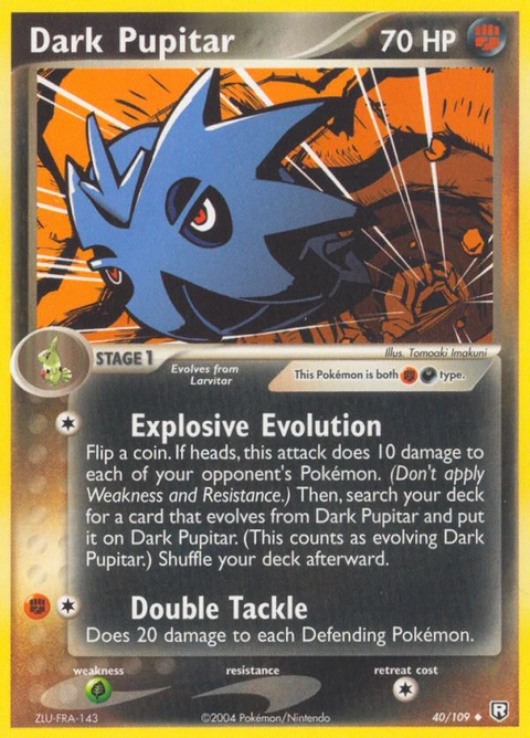 Dark Pupitar Pokémon card from Team Rocket Returns, number 40 (Standard print)