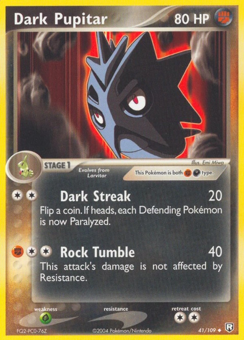 Dark Pupitar Pokémon card from Team Rocket Returns, number 41 (Standard print)