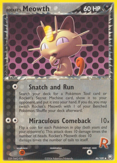 Rocket's Meowth Pokémon card from Team Rocket Returns, number 46 (Standard print)