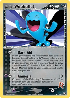 Rocket's Wobbuffet Pokémon card, number 47