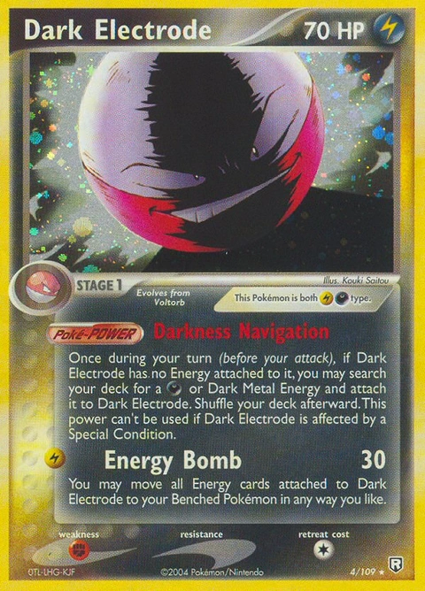 Dark Electrode Pokémon card from Team Rocket Returns, number 4 (Holo print)