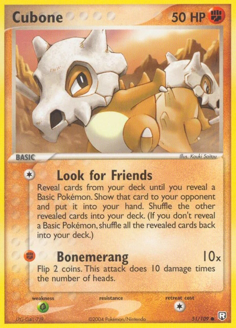 Cubone Pokémon card from Team Rocket Returns, number 51 (Standard print)