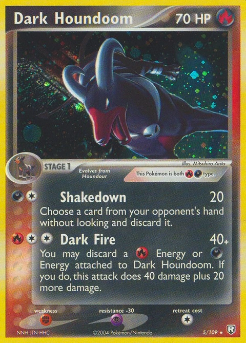 Dark Houndoom Pokémon card from Team Rocket Returns, number 5 (Standard (Deck Exclusive) print)
