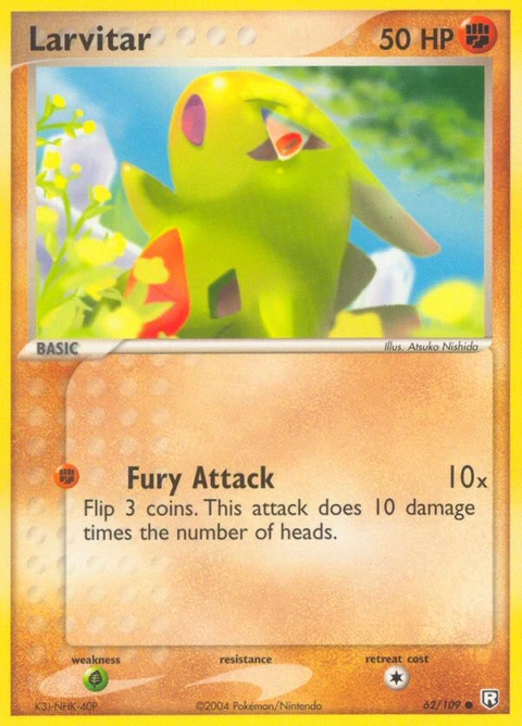 Larvitar Pokémon card from Team Rocket Returns, number 62 (Standard print)