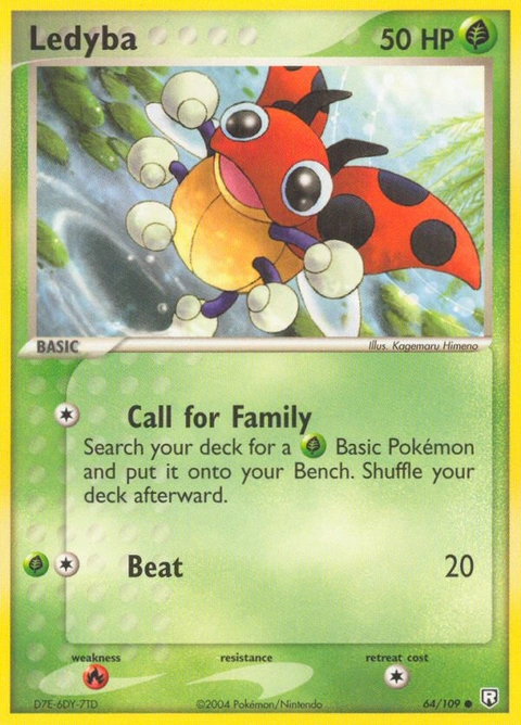 Ledyba Pokémon card from Team Rocket Returns, number 64 (Standard print)