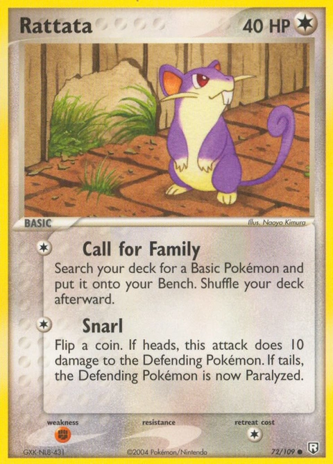 Rattata Pokémon card from Team Rocket Returns, number 72 (Standard print)