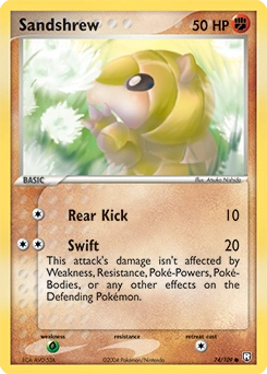 Sandshrew Pokémon card, number 74