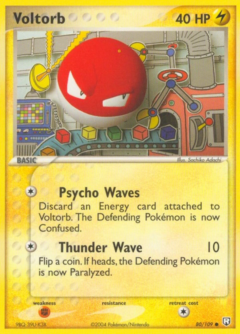 Voltorb Pokémon card from Team Rocket Returns, number 80 (Standard print)