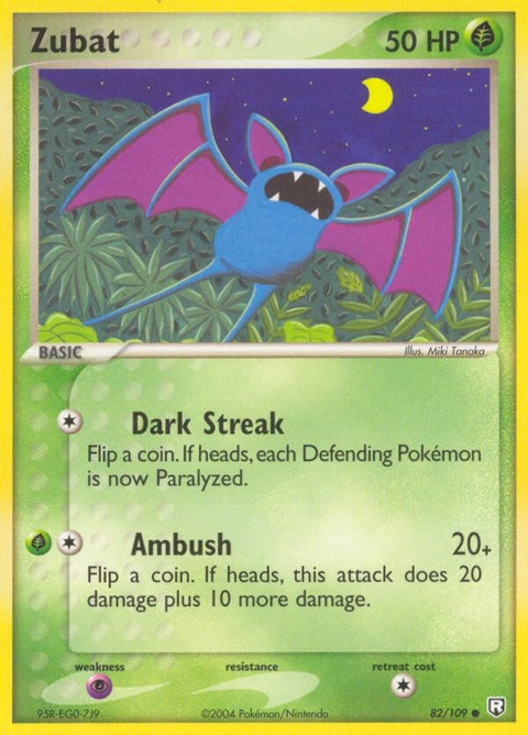 Zubat Pokémon card from Team Rocket Returns, number 82 (Standard print)