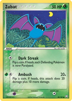 Zubat Pokémon card, number 82