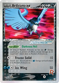 Rocket's Articuno ex Pokémon card, number 96