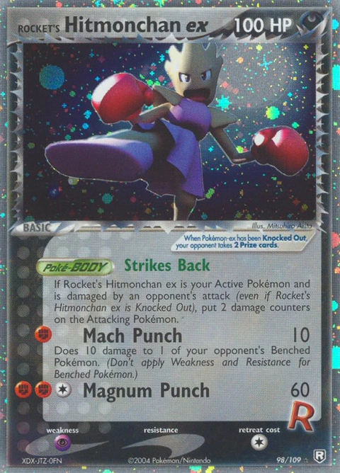 Rocket's Hitmonchan ex Pokémon card from Team Rocket Returns, number 98 (Holo print)