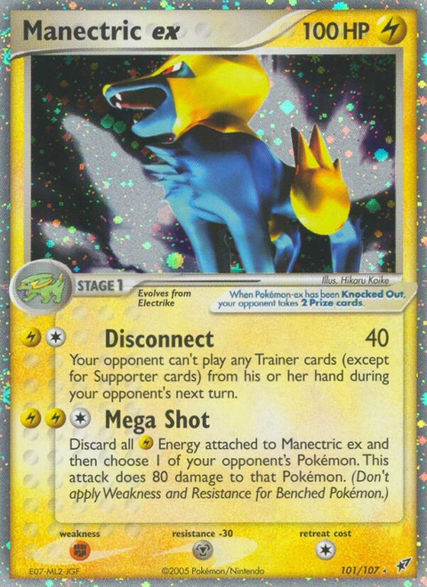 Manectric ex Pokémon card from Deoxys, number 101 (Holo print)