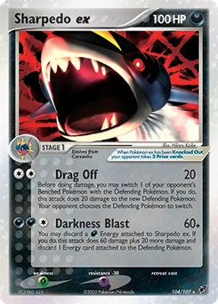 Sharpedo ex Pokémon card, number 104