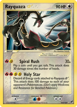 Rayquaza ★ Pokémon card, number 107
