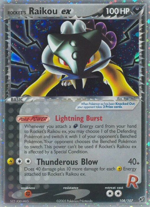 Rocket's Raikou ex Pokémon card from Deoxys, number 108 (Holo print)