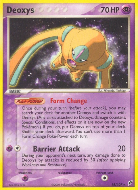 Deoxys Pokémon card from Deoxys, number 18 (Standard print)