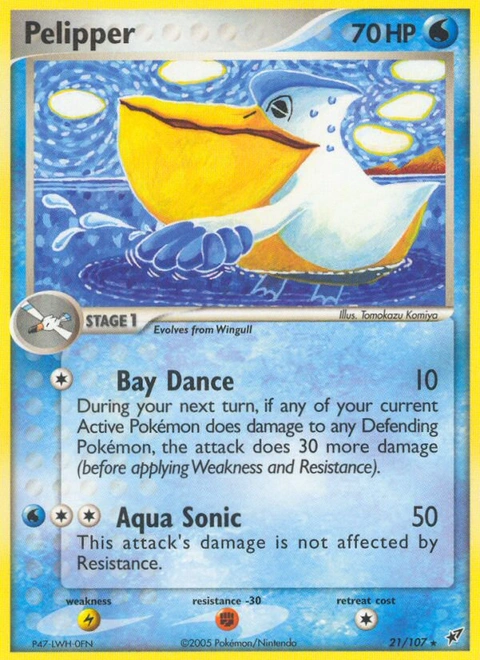 Pelipper Pokémon card from Deoxys, number 21 (Standard print)