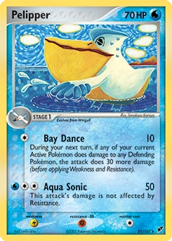 Pelipper Pokémon card, number 21