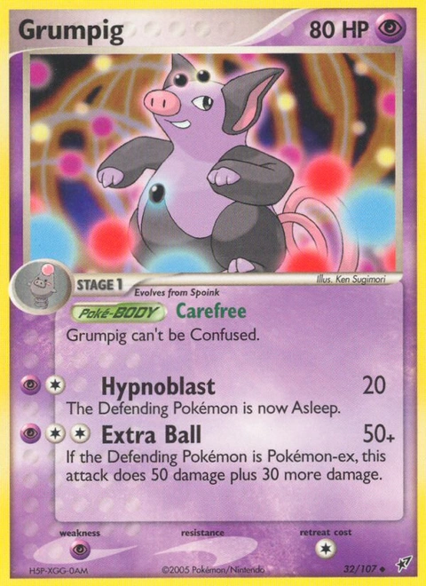 Grumpig Pokémon card from Deoxys, number 32 (Standard print)