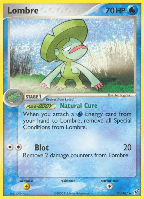 Lombre Pokémon card from Deoxys, number 34 (Standard print)