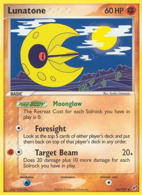 Lunatone Pokémon card from Deoxys, number 36 (Standard print)