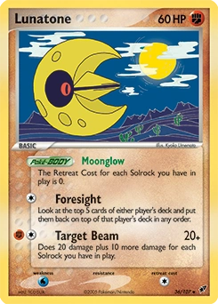 Lunatone Pokémon card, number 36