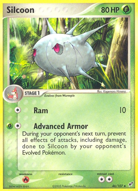 Silcoon Pokémon card from Deoxys, number 46 (Standard print)