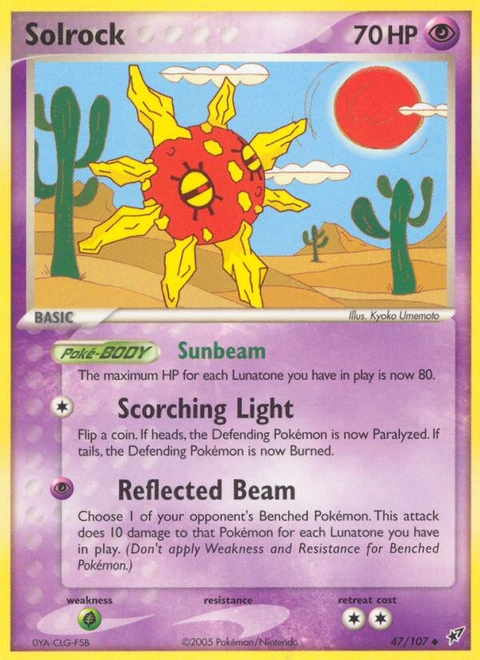 Solrock Pokémon card from Deoxys, number 47 (Standard print)