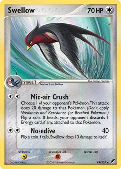 Swellow Pokémon card, number 49