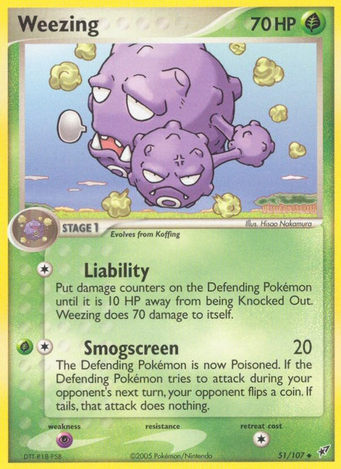 Weezing Pokémon card from Deoxys, number 51 (Standard print)