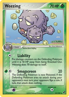 Weezing Pokémon card, number 51