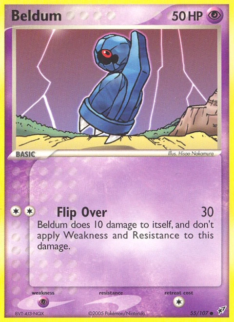 Beldum Pokémon card from Deoxys, number 55 (Standard print)