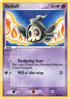 Duskull Pokémon card, number 58