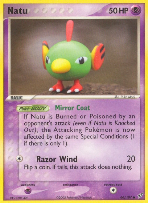 Natu Pokémon card from Deoxys, number 66 (Standard print)