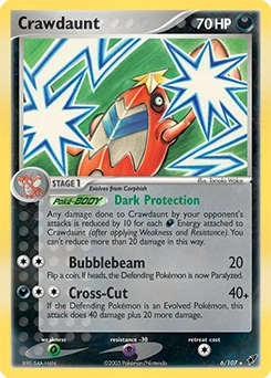 Crawdaunt Pokémon card, number 6