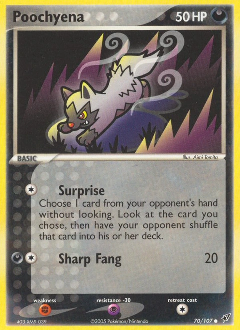 Poochyena Pokémon card from Deoxys, number 70 (Standard print)