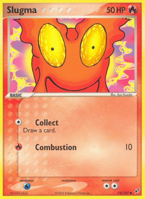 Slugma Pokémon card from Deoxys, number 74 (Standard print)