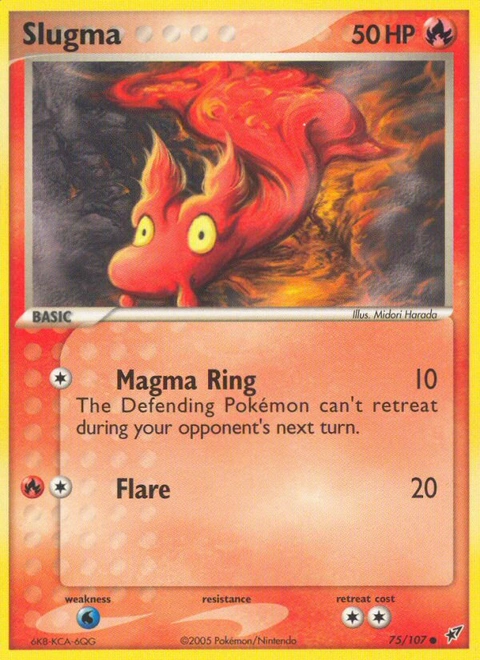 Slugma Pokémon card from Deoxys, number 75 (Standard print)
