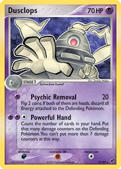 Dusclops Pokémon card, number 7